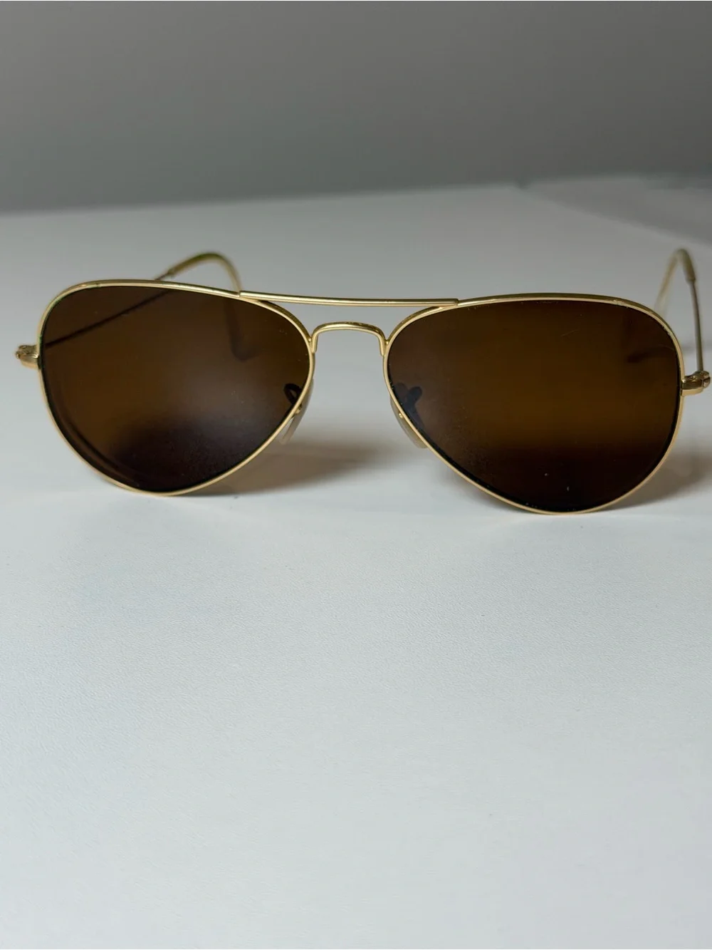Vintage Authentic Ray-Ban Gold Frame Brown Lens Large Aviator Sunglasses